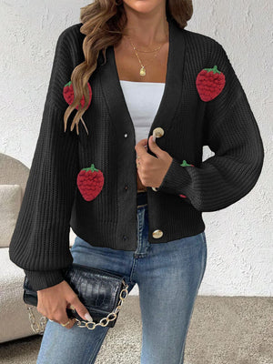 cottagecore cardigan in Black with v-neck