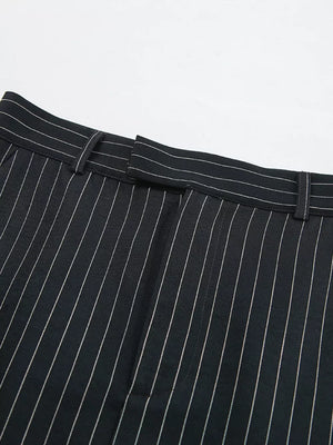 navy blue maxi skirt with side-zip and striped