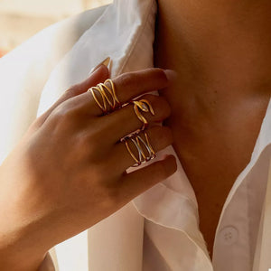 18k Gold-plated Two-tone Open Ring in Gold