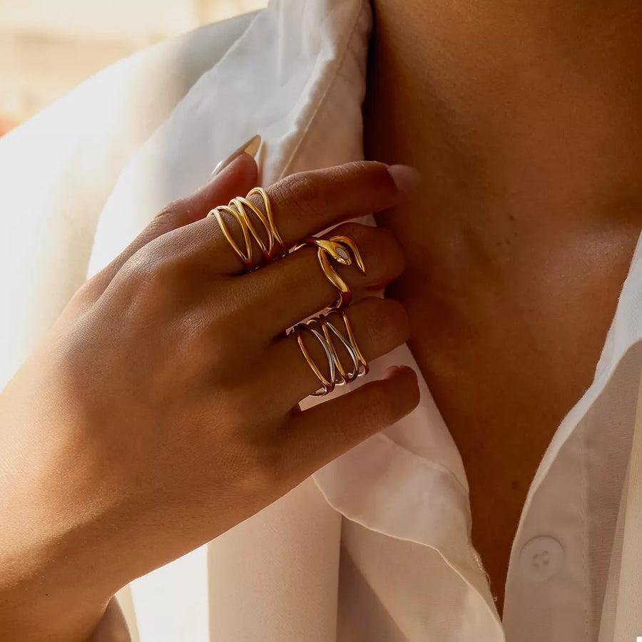 18k Gold-plated Two-tone Open Ring in Gold