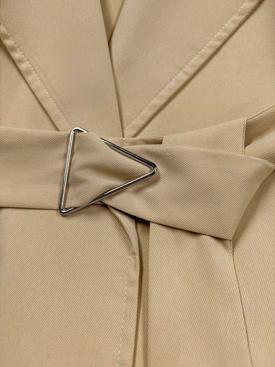 100% polyester Care instructions: Machine wash cold trench coat in Army Green with relaxed silhouette
