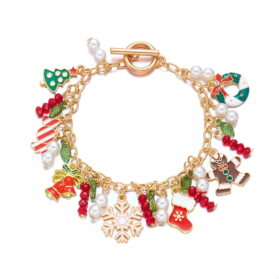 Red bracelet with wrist-length and toggle clasp