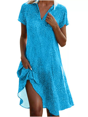 Green Full Size Polka Dot Short Sleeve Casual Dress