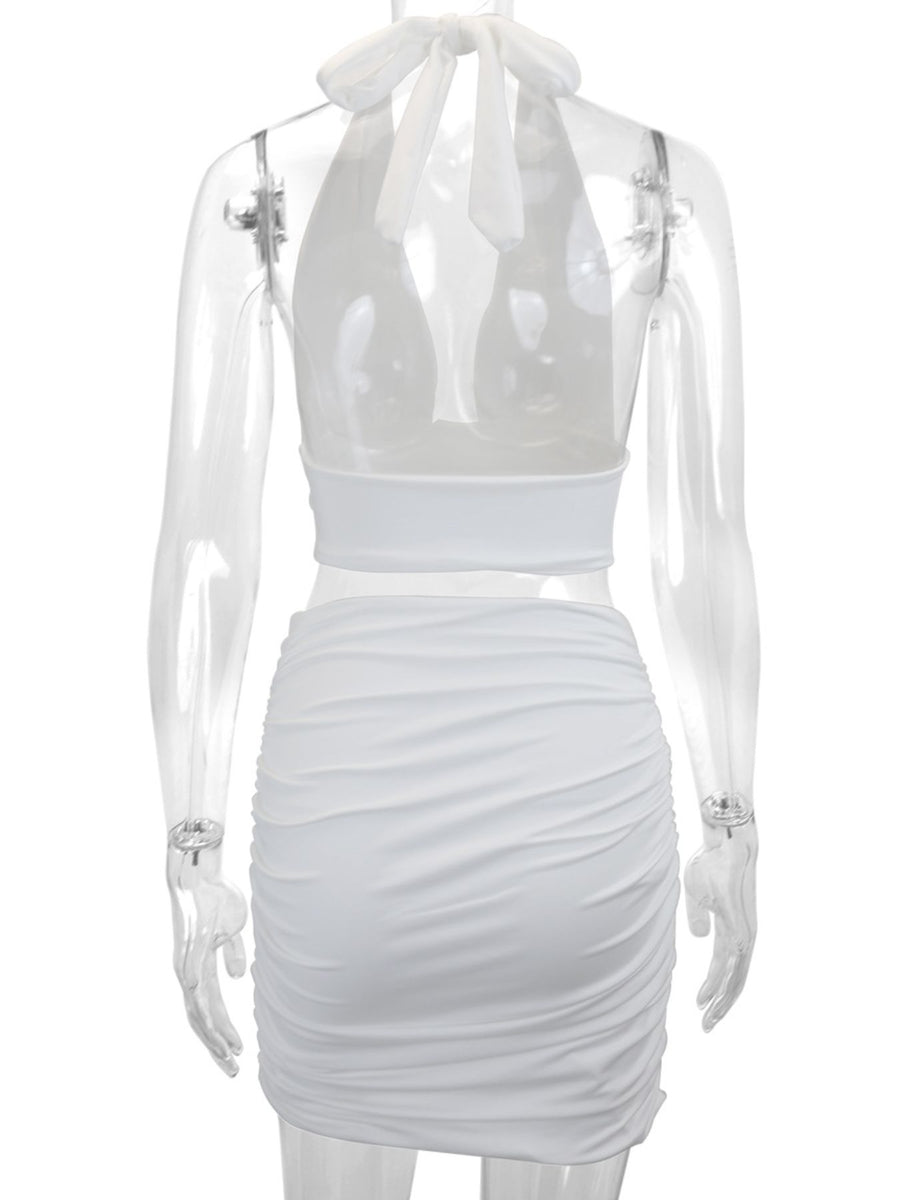 glam two-piece set in White with halter
