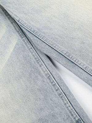 wide-leg jeans in light blue