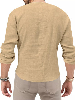 Light Green Men's Slim Fit Long Sleeve Blouse Plus Size