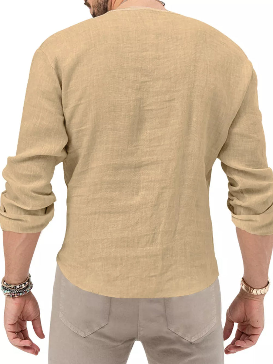 Light Green Men's Slim Fit Long Sleeve Blouse Plus Size