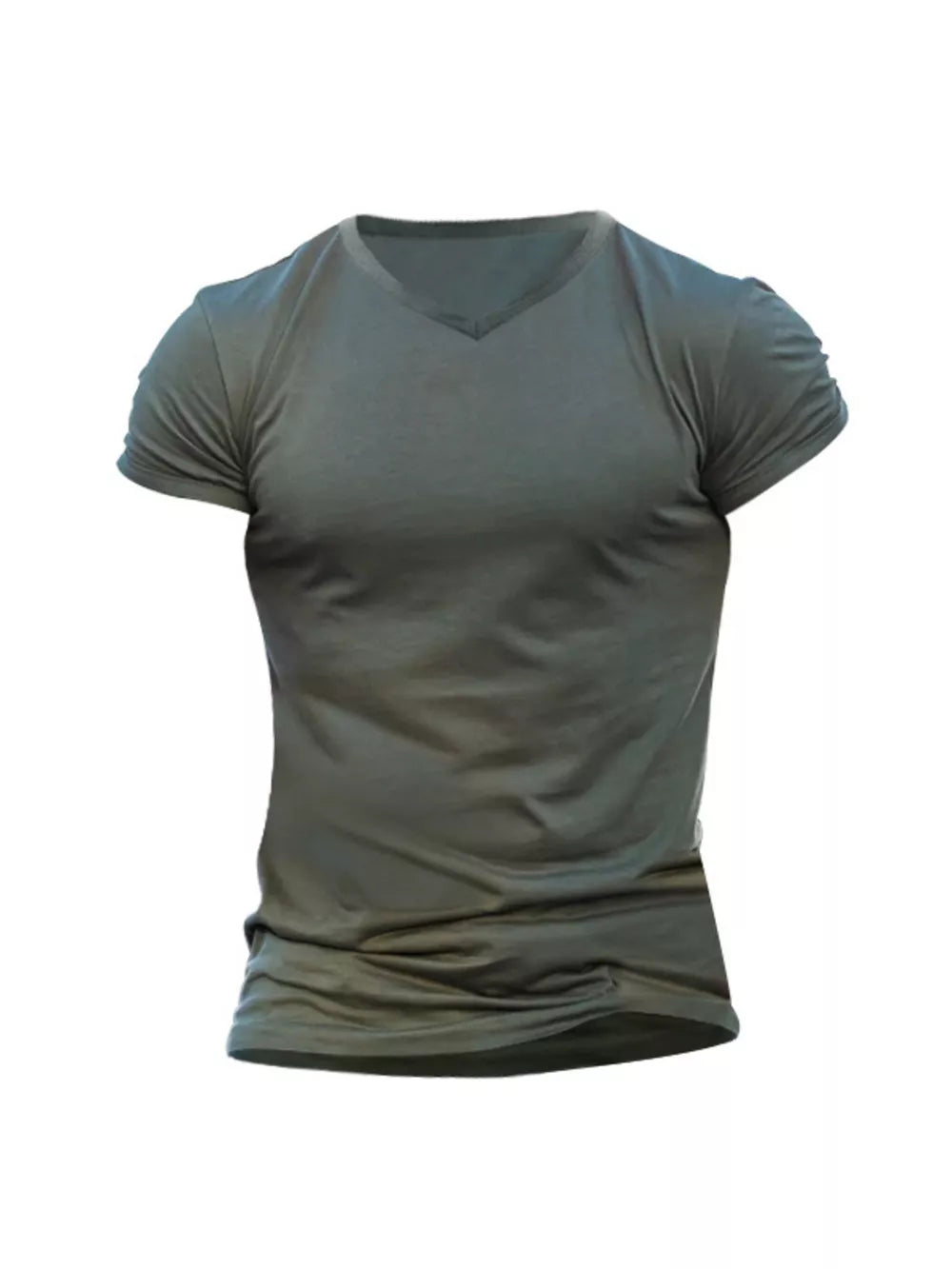 Burgundy Men's Full Size V-neck Slim Fit Casual T-shirt