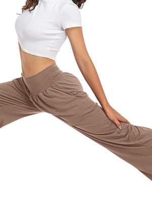 wide-leg pants in Pink with pocketed and full-length
