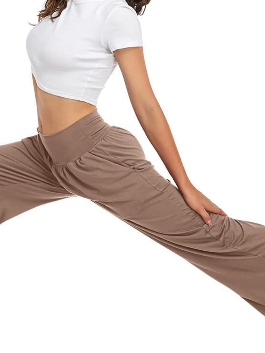 wide-leg pants in Pink with pocketed and full-length