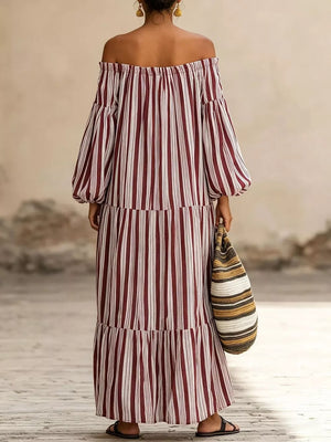 Lime maxi dress with pullover and striped