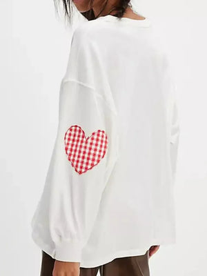 Heart Patch Long Sleeve Sweatshirt in Burgundy, view 12