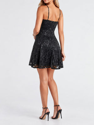 mini dress featuring ornamental in Gold with Polyester and spandex blend, with at least 95% polyester texture