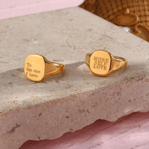 18K Gold-Plated Letter Signet Ring in gold with 18K gold-plated