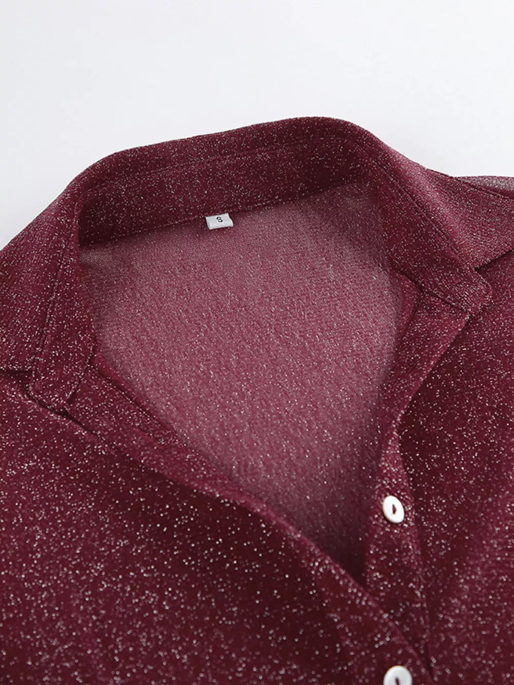 Button Down Long Sleeve Shirt With Scarf in Burgundy with buttoned