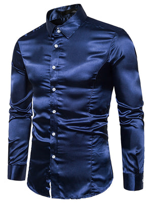 Yellow slim button-up shirt with collared