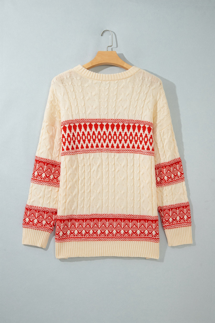 ivory pullover sweater with stretchy and long sleeve
