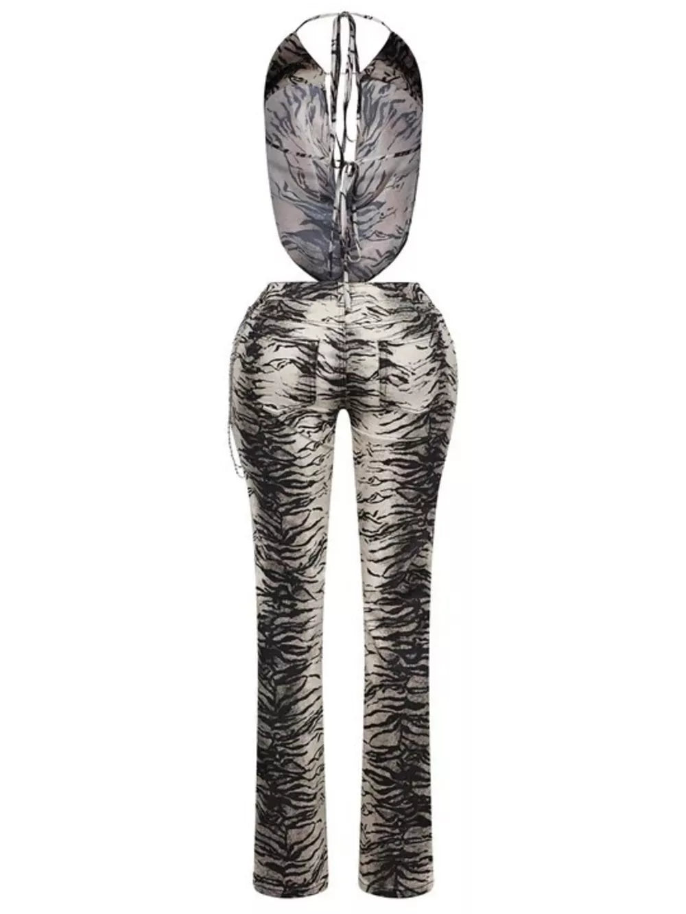Animal Print Sleeveless Top And Pants Set option 8