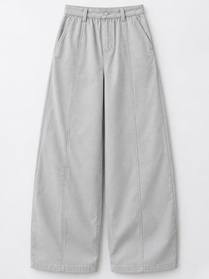 High-Waisted Wide-Leg Cargo Pants in Khaki-Tall Barrel Leg with pocketed