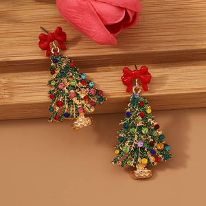 red earrings featuring rhinestone embellishment and novelty
