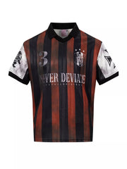 Burgundy Men's Striped Soccer Jersey T-shirt