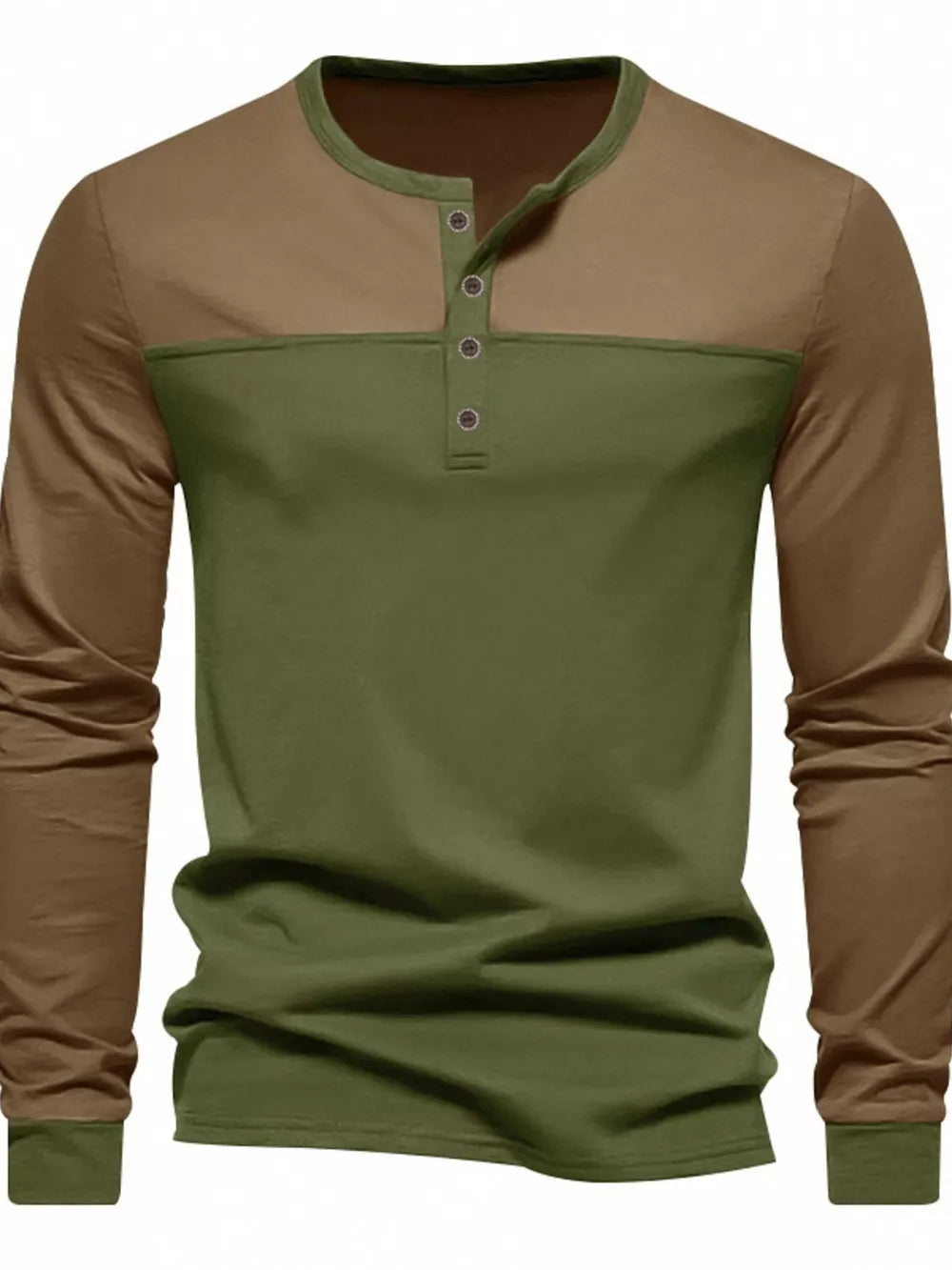 95%cotton, 5%spandex Care instructions: Machine wash cold henley in Dark Brown with regular silhouette