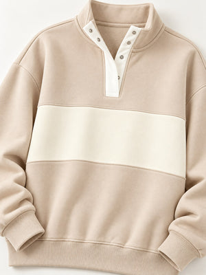light pink relaxed sweatshirt with mock neck