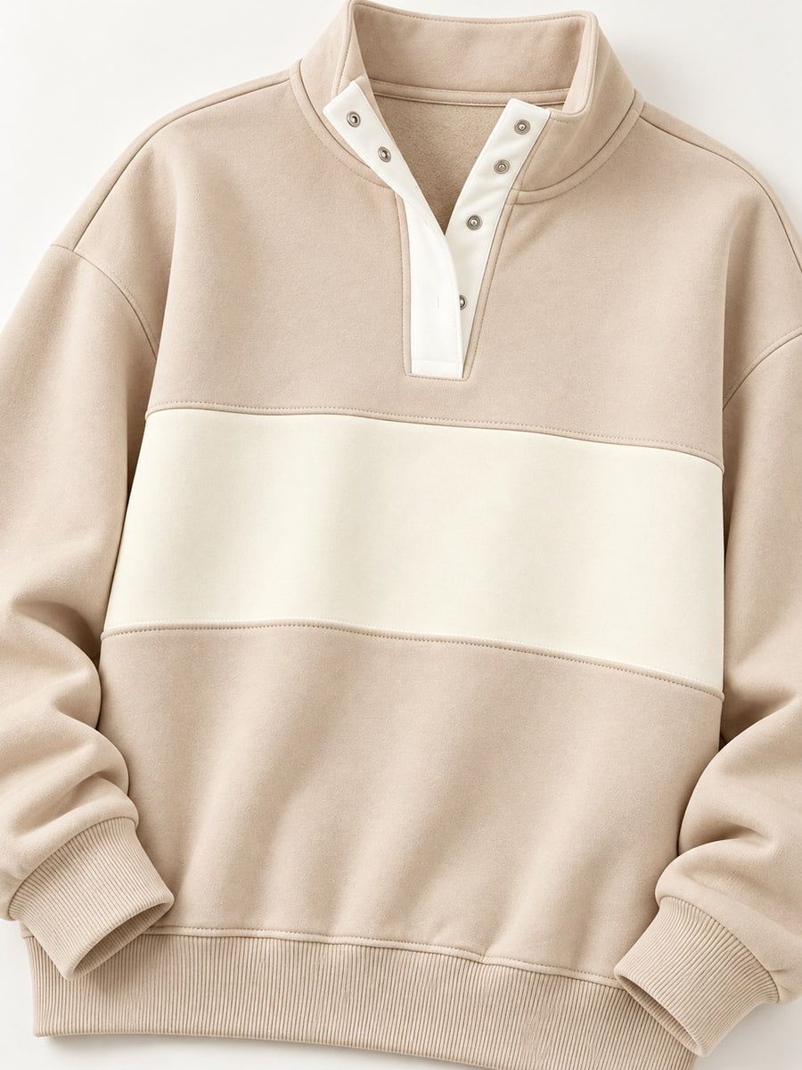 light pink relaxed sweatshirt with mock neck