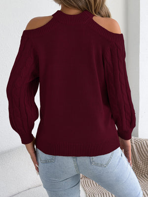 modern pullover sweater in orange with mock neck