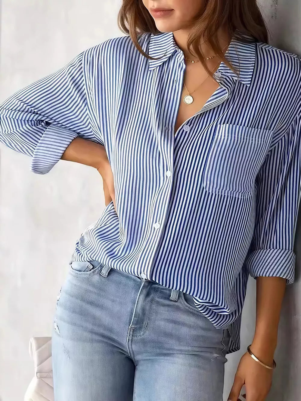 Light Blue Classic Striped Button-down Shirt