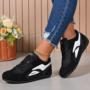 Round Toe Lace Up Sneakers in White