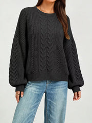 Red pullover sweater with hip-length and pullover