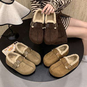 slip-ons in dark brown featuring round toe and slip-on fit
