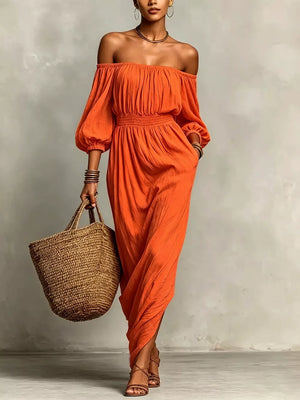 maxi dress in Black with pocketed and maxi