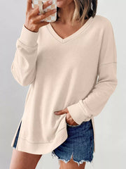 Red t-shirt with hip-length and pullover