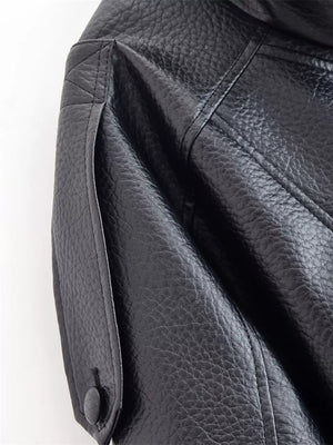 Dark Brown with Asymmetrical Faux Leather Moto Jacket