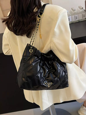 Ruched Leather Shoulder Bag option 5