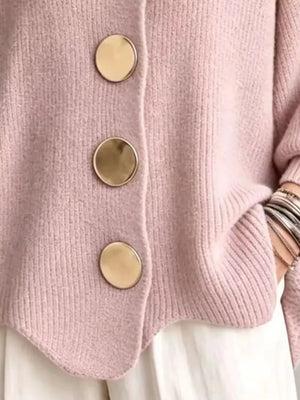 modern cardigan in cream with collared