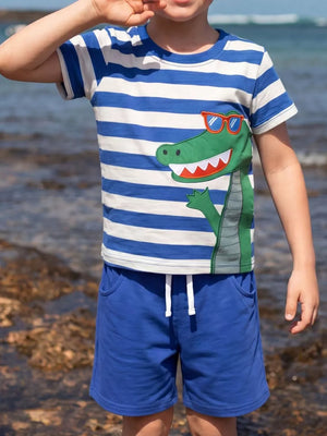 Children's Striped Crocodile T-shirt And Shorts Set