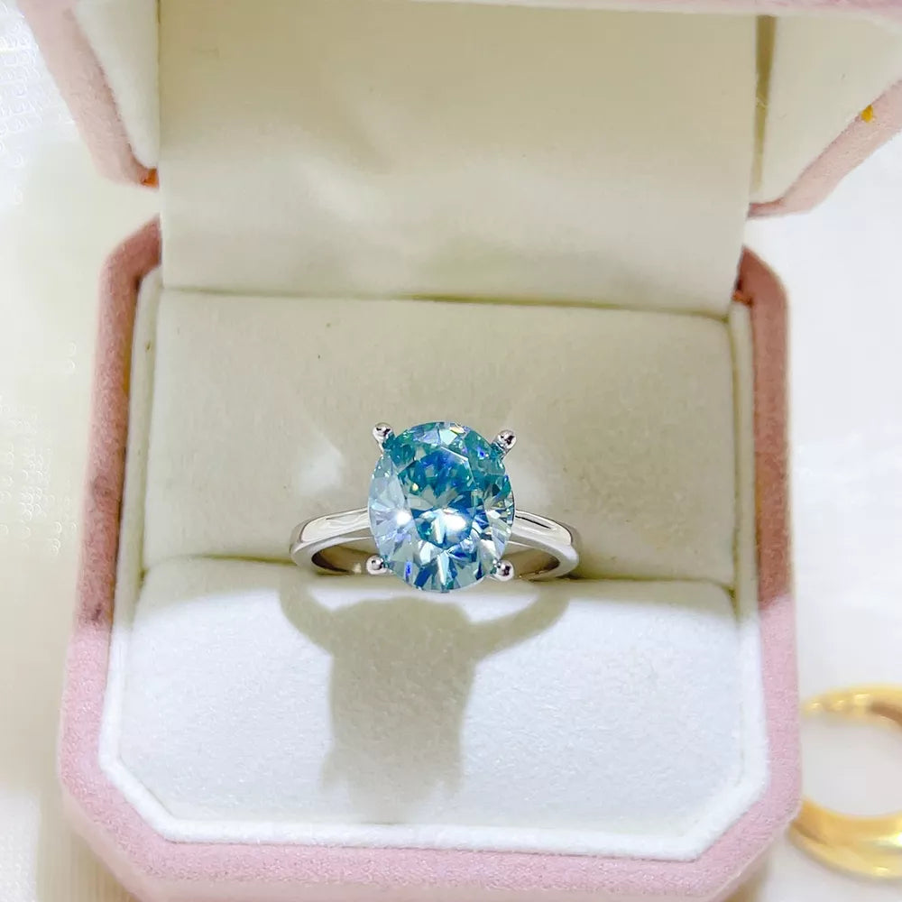 Pastel Blue 5 Carat 925 Sterling Silver Ring