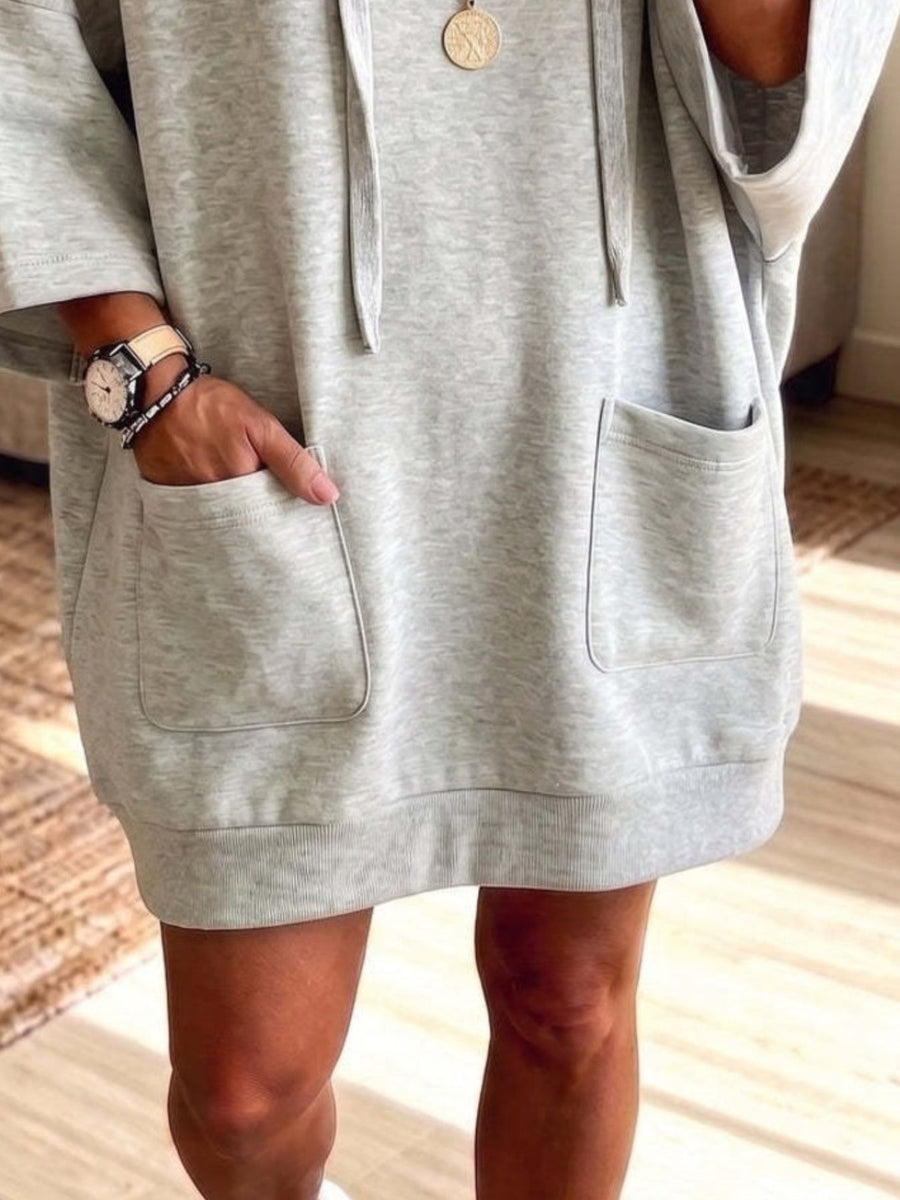 Blue hoodie dress with mini and pullover