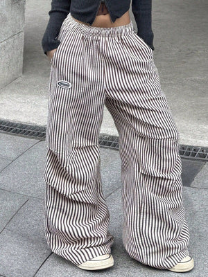 cargo pants featuring striped in dark brown with 100% polyester Care instructions: Machine wash cold texture