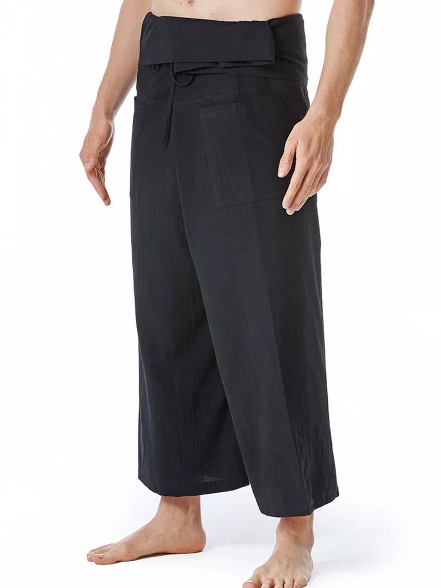 Men's Loose Fit Sweatpants With Tie Waist in Army Green