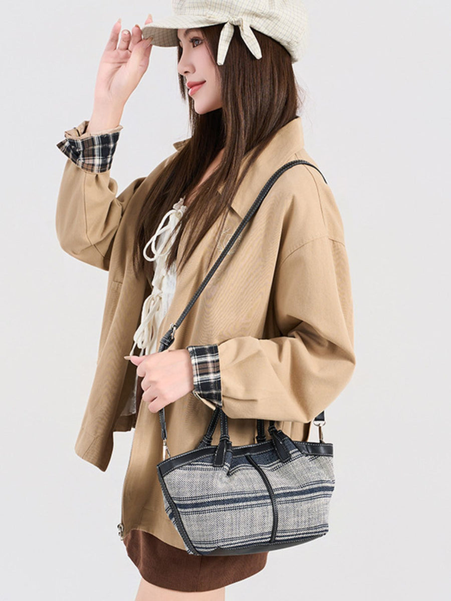 Canvas Imported Size &amp crossbody bag in black with boxy silhouette