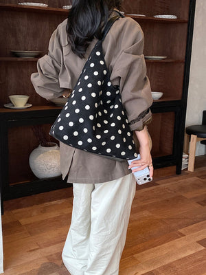 handbag in Brown with polka-dot and pocketed