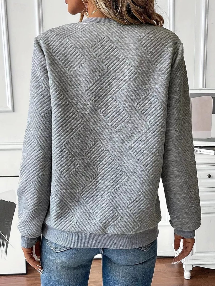 Textured Quarter-zip Sweatshirt in Gray