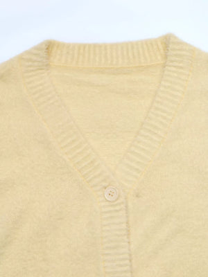 classic cardigan in Yellow with v-neck
