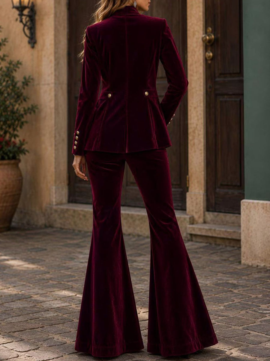 Dark Green suit set with pocketed and long sleeve