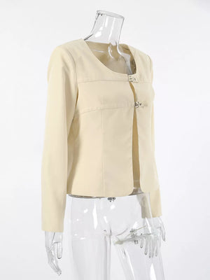 Apricot fitted jacket with scoop neck