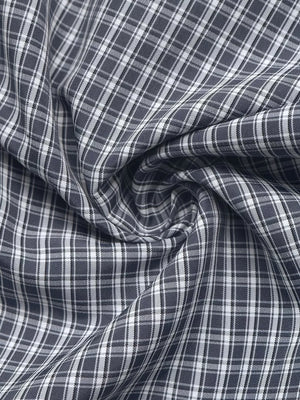 Gingham Button Up Shirt With Tie-sleeve Detail in Navy with tied sleeves